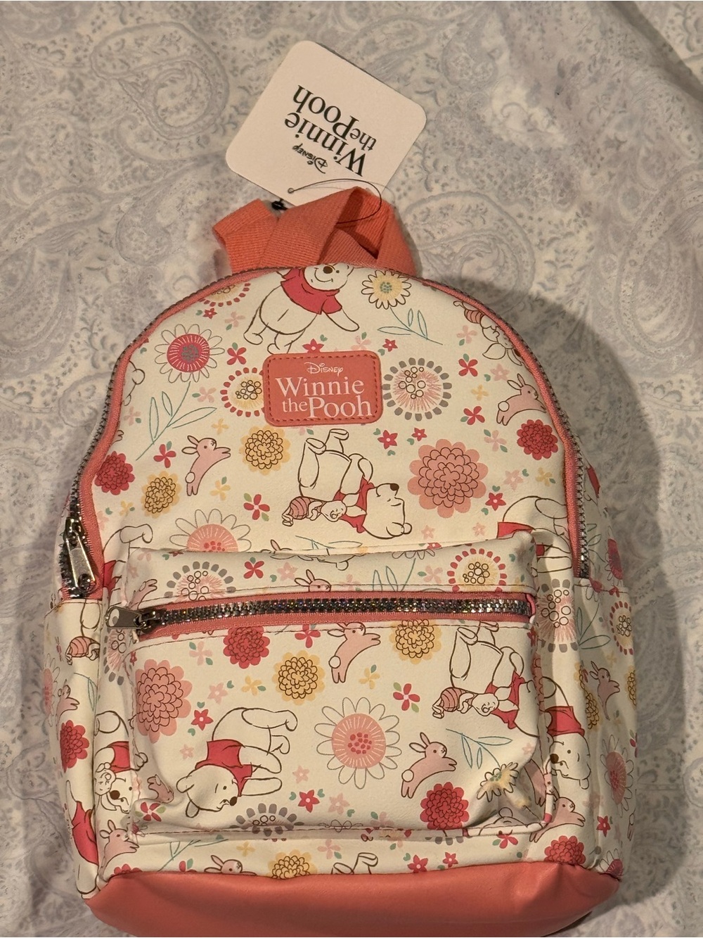 Disney Winnie the Pooh Floral Backpack - Coral Pink Cream